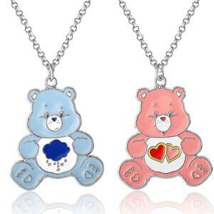 Care Bears BFF Necklace Set for 2 Enamel Pendant Friendship Jewelry